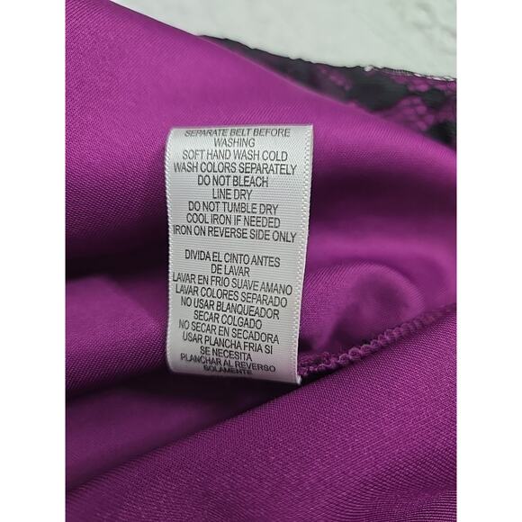 Purple Black Lace Contrast A-line Dress Womens Bust 32 In (XS) Unique Gothic - Picture 5 of 8